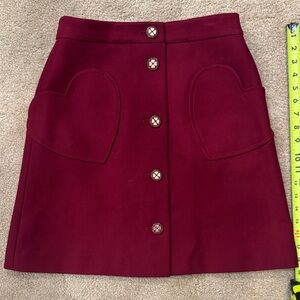 Kate Spade Burgundy A-Line Skirt with Heart Pockets